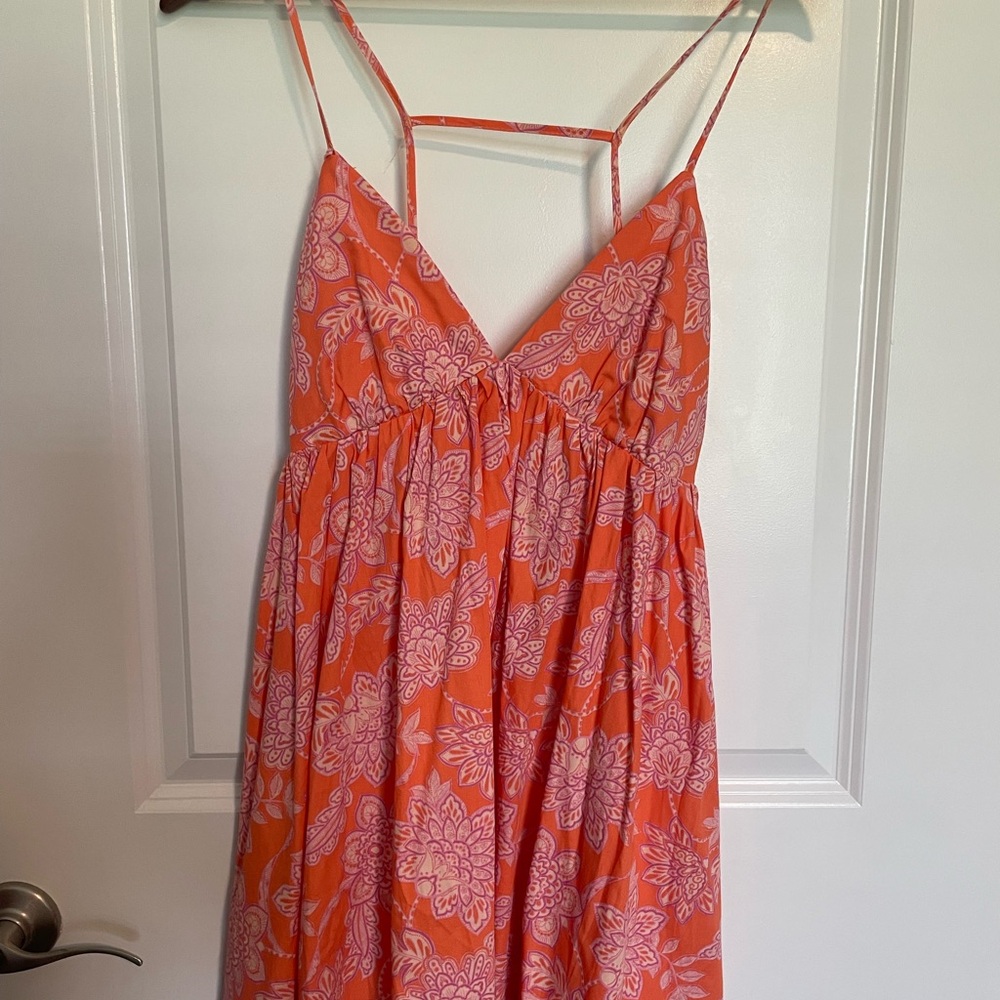 Olivaceous Bright Orange and Pink Dress